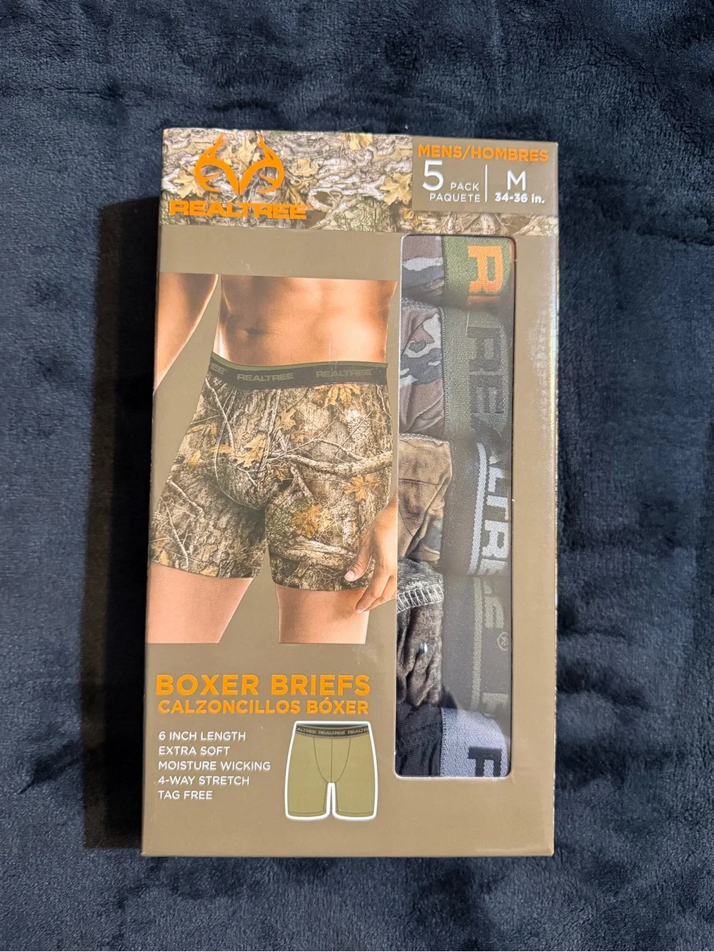 Realtree Men's Camo Boxer Briefs - Olive Green (5-Pack) M